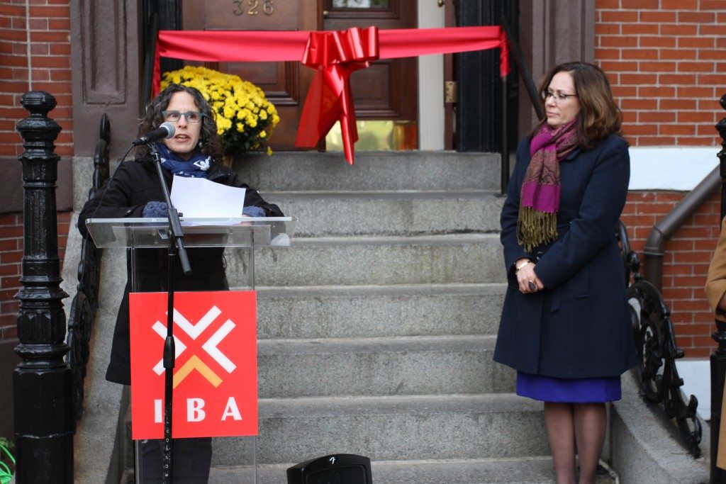CEDAC’s Director of Housing Development, Sara Barcan, addressed the crowd.